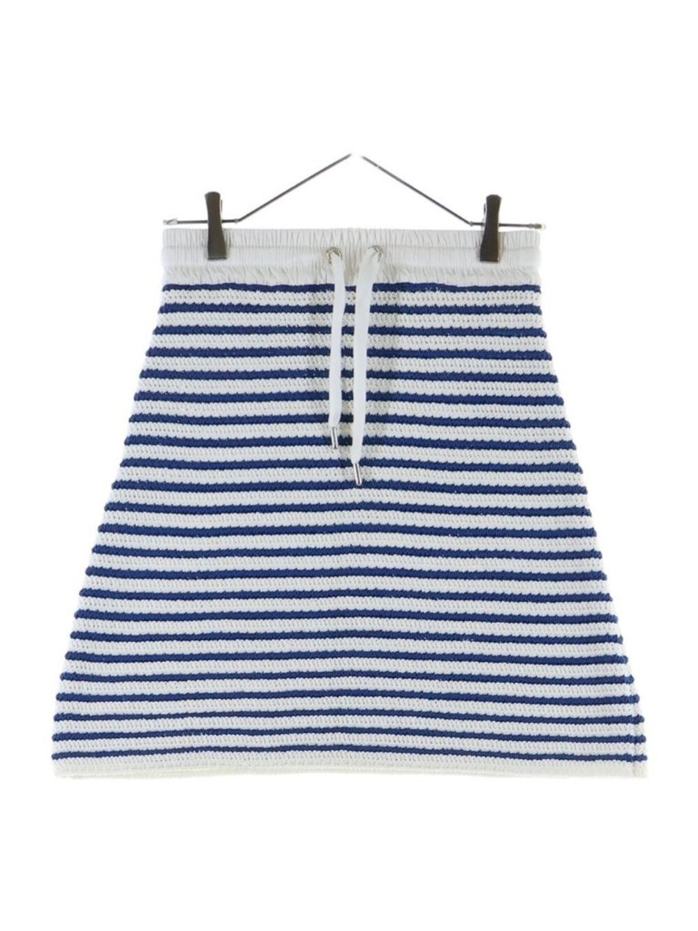 Moncler Gonna Tricot Knit Skirt Blue White Cotton